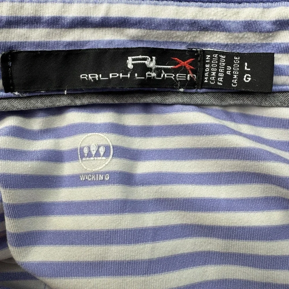 Ralph Lauren‎ RLX Performance Golf Polo Shirt Men Size Large Blue Striped Preppy
